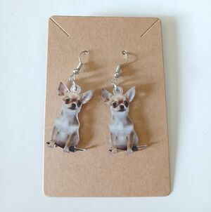 Fashion Jewelry Chihuahua Earrings in Gray and Brown